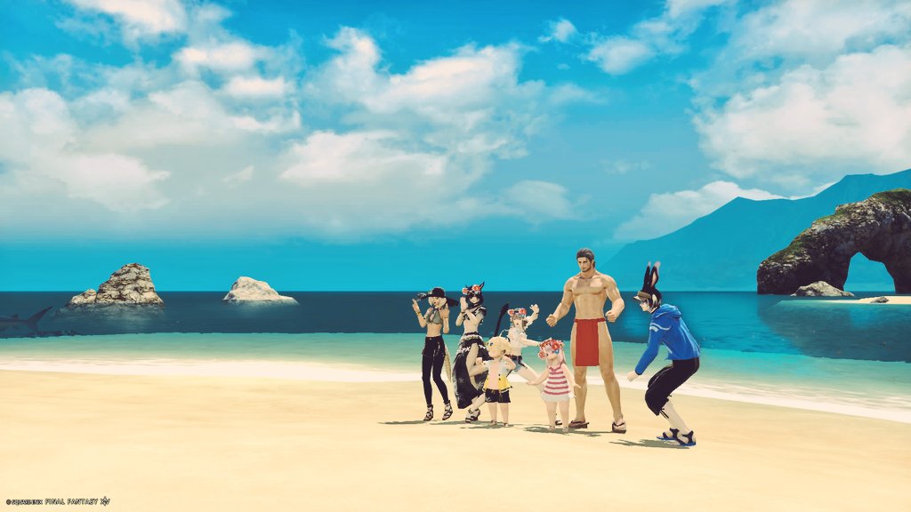 tigal_ff14's tweet photo. 定例🐰SS会！①
恒例のコスタで海開き！今年はうさぎの「サ」！
#CWLS_PeaceRabbit https://t.co/CmyMHiM13P