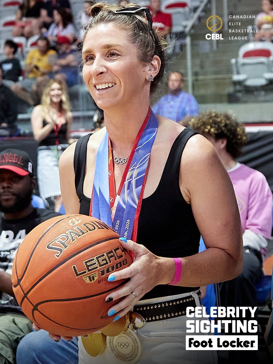CEBLeague's tweet photo. Spotted in the building 🥇🏆

Four-time Canadian Olympic Medallist Ivanié Blondin pulled up for Edmonton vs. Calgary and brought the star power to the stands.

#CelebritySightings presented by @footlockercad 

📺 Stream every game live on CBC Gem, https://t.co/duemQi7nFX, YouTube and CEBL+