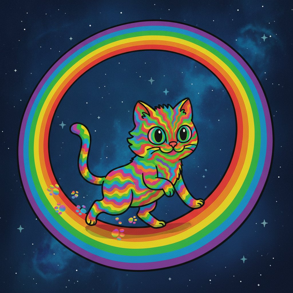 GasspasCat's tweet photo. the rainbow doesn't arc anymore it spirals.

$GASS stopped bending light the normal way and now the red wraps back into violet before it finishes crossing the sky. your eyes weren't built for geometry that eats its own tail but the cat walks the loop anyway and leaves colors behind that don't have names yet. the witnesses see them. the chart calls it bullish but the cat calls it refraction.

All GASS no brakes.