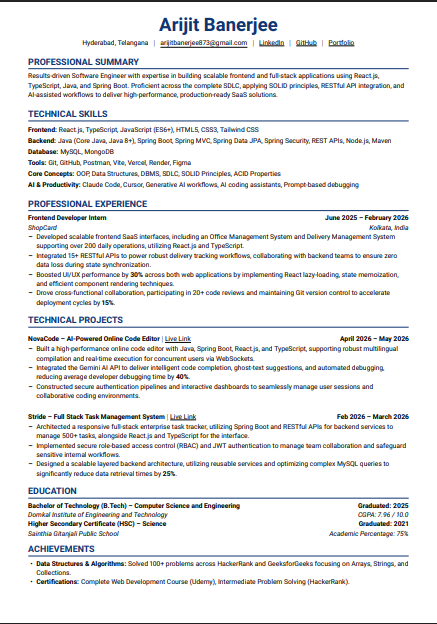 ArijitBane24217's tweet photo. My resume ATS score is stuck at 82/100 no matter how much I optimise it. 
I've tried improving keywords, formatting, and project descriptions, but I can't cross 90+.
Any resume experts or recruiters here—what am I missing?

#Resume #ATS #JobSearch #CareerAdvice https://t.co/SDJFENVjpl