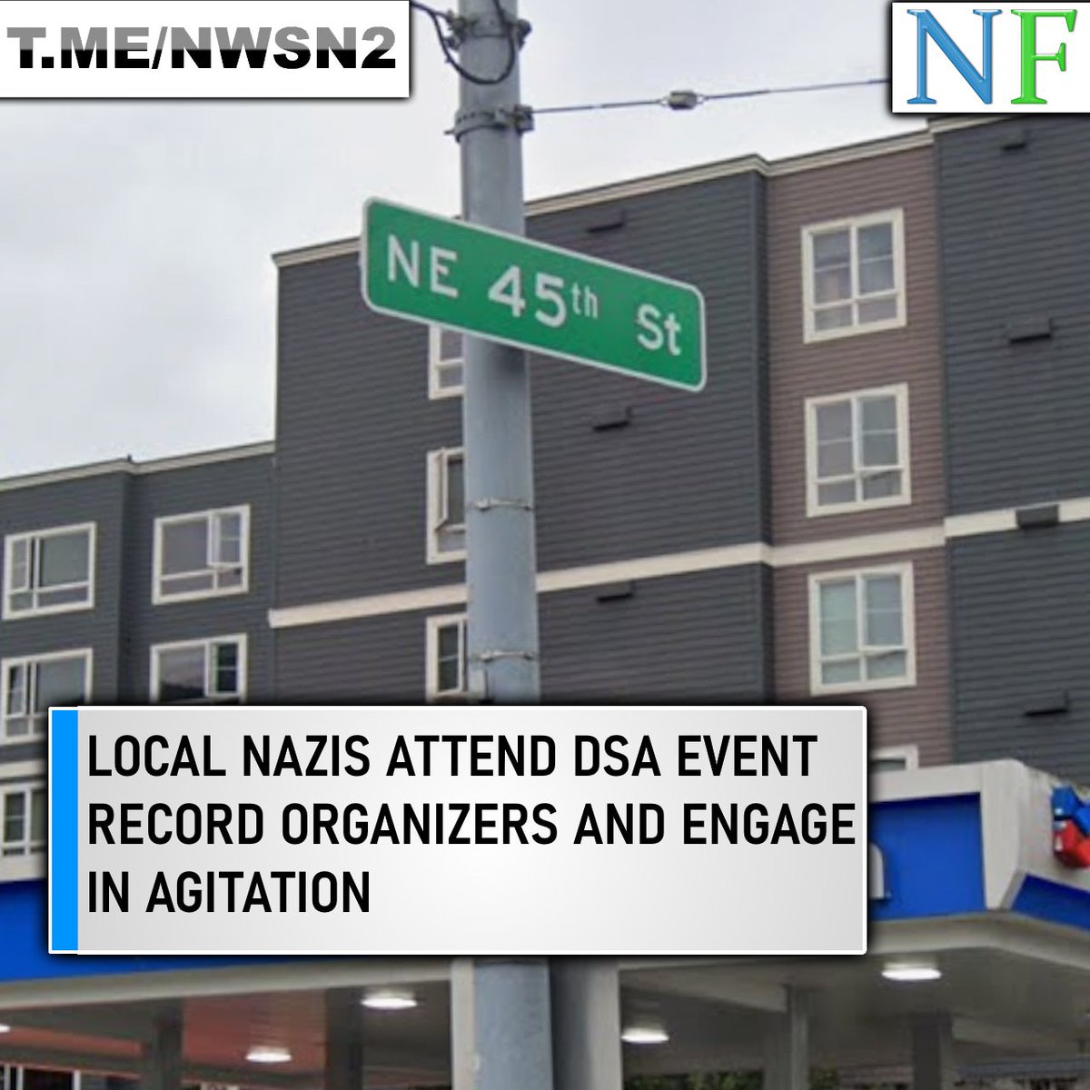 northwestobserv's tweet photo. Local Nazis attended the DSA Event picketing Chevron Gas Station for ties to Israel, recorded organizers, and incited attendees.
News: https://t.co/84z1AdjlY8
IG: Northwest_Observer 
NWF: https://t.co/AHY5cD1MZQ https://t.co/fq6CG1Dgvh