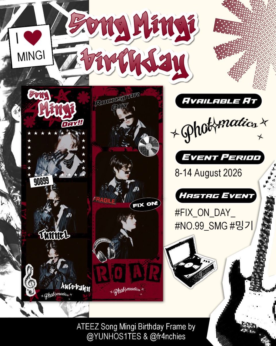 vinyunou's tweet photo. ππ. π΅π΅: πππ_ππ_πΏπΌπ π₯π₯
Song Mingi Birthday Frame Event by @.fr4nchies & @YUNHOS1TES
π: 8-14 Agustus 2026
π: Photomatics
We would love to see your pics using FIX_ON_DAY frame & hastag #NO.99 #FIX_ON_DAY #λ―ΌκΈ° kindly tag us! https://t.co/gpOpY9Q9FB