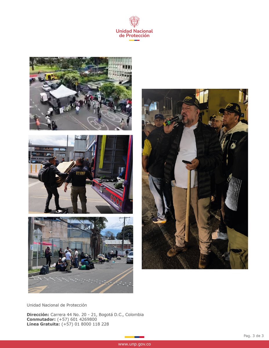 UNPColombia's tweet photo. Tres días de bloqueos, dos de ellos con la UNP prácticamente paralizada. Se retrasaron medidas de protección, se interrumpió el cumplimiento de tutelas y se perjudicó la atención de líderes sociales, periodistas y parlamentarios electos. Bloquear la UNP no fue una victoria laboral: fue un daño directo a la institucionalidad y a la protección de la vida.