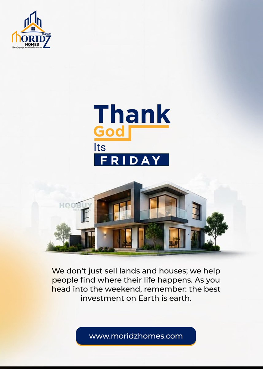 LinusBlase's tweet photo. It another Weekend again, book for that free site inspection with us. We are wishing you a very good weekend.
#moridzhomes 
#tgif 
#realestate 
#abuja https://t.co/E8Or23jqHf