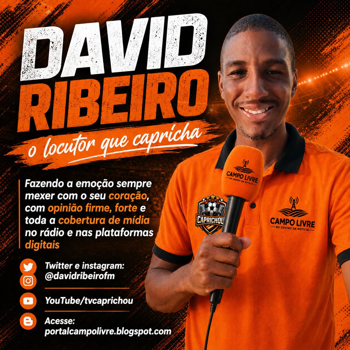 davidribeirofm's tweet photo. BEM VINDO AO DRverso! 🧡⚽️

Seja muito bem vindo(a) a minha conta nova aqui no X, o antigo twitter. Sou o David Ribeiro, radialista e locutor esportivo com passagens no rádio e atualmente nas mídias digitais.

ACESSE ⬇️
https://t.co/5yYK6sJ3Uo

#caprichou https://t.co/QEJAk0vzIA