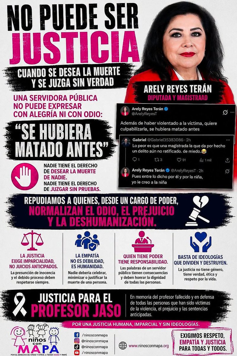 Leo65265761's tweet photo. @Claudiashein A ver presirvienta, no se haga la sorda ni la ciega. Queremos destitución inmediata de la Magistrada Arely Reyes Terán https://t.co/fZ3lA2iHkr