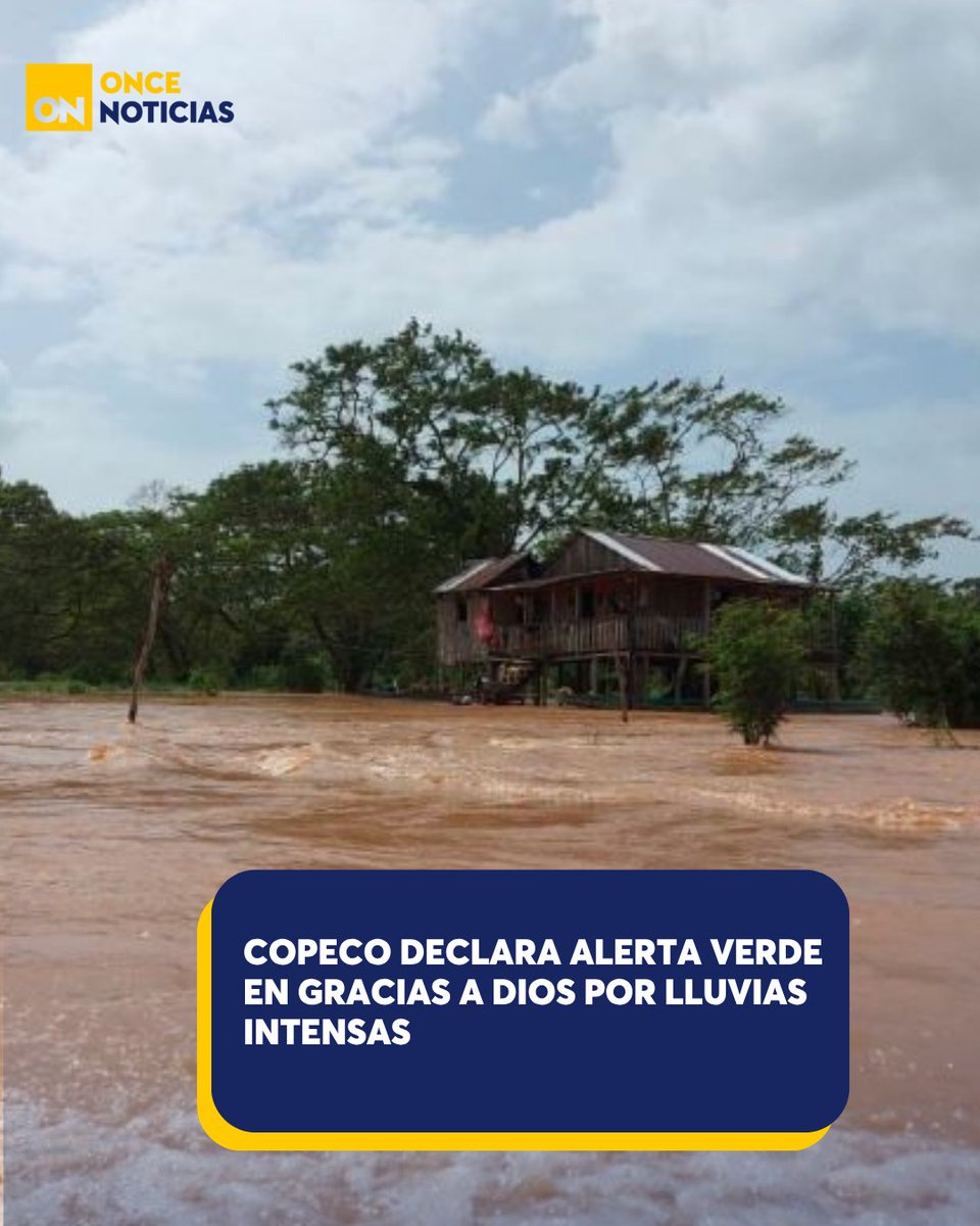 canal11hn's tweet photo. 🚨 Copeco activa Alerta Verde en Gracias a Dios por 48 horas ante lluvias intensas, tormentas y riesgo de crecidas de ríos. Autoridades llaman a extremar precauciones. 🌧️⚠️
https://t.co/k4HchjQ17M
 #Copeco #AlertaVerde #Honduras #Lluvias #Vaguada #GraciasaDios https://t.co/tihlRiggJn