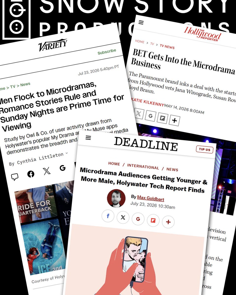 SnowStoryMedia's tweet photo. The audience for vertical microdramas is expanding far beyond the stereotype.

New industry data shows the format is attracting younger viewers and a rapidly growing male audience, with men's share of monthly active users on Holywater's My Drama app climbing from 1.1% to 30.3% in just seven quarters. The findings also highlight that romance remains a dominant genre, but sci-fi, fantasy, comedy and action are helping bring new viewers into the category.

At the same time, major media companies are taking notice. BET recently partnered with aTwist to develop and distribute microseries across both traditional TV and mobile-first platforms, underscoring growing confidence that vertical storytelling is becoming a mainstream entertainment format rather than a niche trend.

What started as a smartphone genre is evolving into a broader ecosystem with new demographics, new distribution models and new opportunities for creators and brands. 

#snowstory #vertical #microdrama #mediatrends