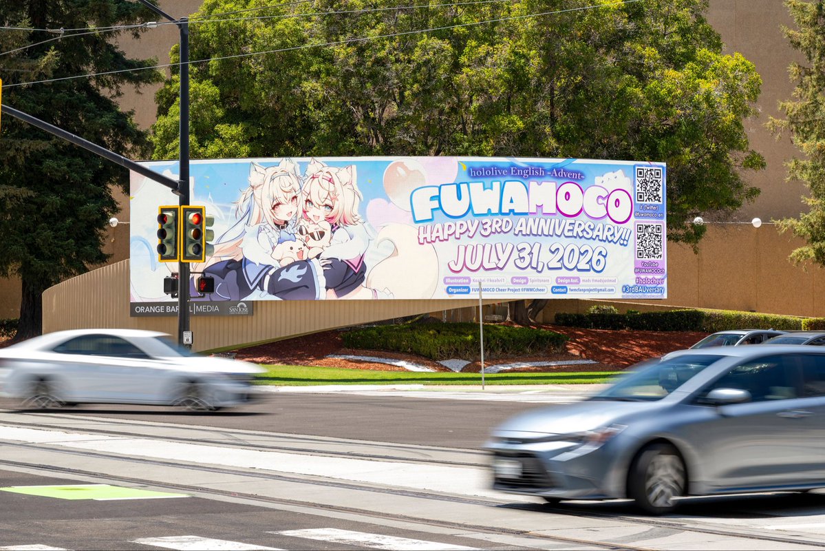 FWMCCheer's tweet photo. 🐾Two Support Ads Now Live!🐾
🐾応援広告2種掲載中!🐾
Both #FUWAMOCO 3rd Anniversary support ads are now on display in San Jose!✨✨✨
Happy 3rd anniversary, FUWAMOCO! We’ll keep cheering you on through every ~Challenge~! BAU BAUー!!🐾🩵🩷
#holocheer #3rdBAUversary #FWMC3rd https://t.co/8AYSIfsQcY