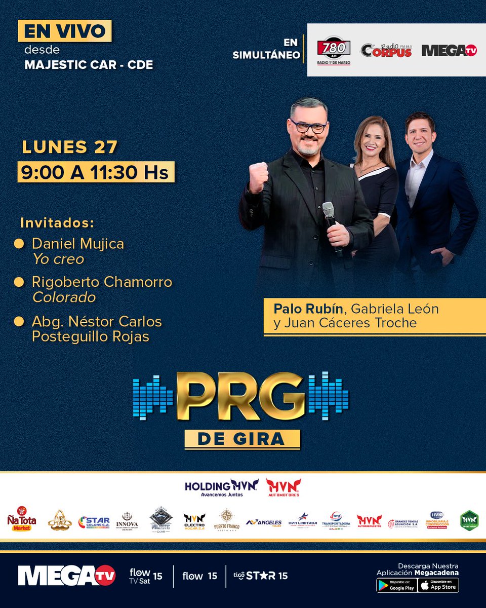 PRGParaguay's tweet photo. 🚍 ¡Nos vamos a CDE!🚍

📻Este lunes, PRG de Gira llega hasta Ciudad del Este con una transmisión especial en vivo desde Majestic Car.

Con la conducción de @PaloRubin 
Acompañanos a partir de las 9:00 https://t.co/XJ7BYohxYp