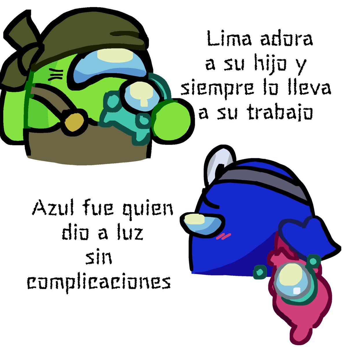 Wisheartt's tweet photo. EL BEBE DE LIMA Y AZUL! #amongusshowblue #amongusshowlime #amongusshow #blime https://t.co/o96lXH87Il