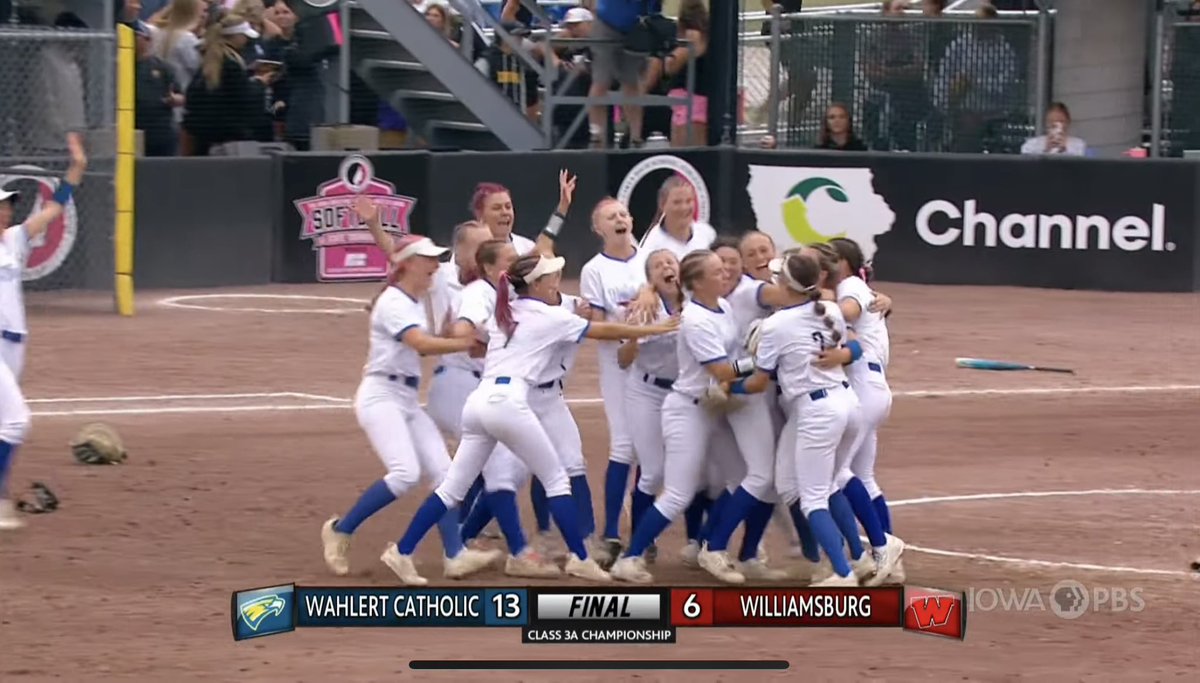 CoachManeman's tweet photo. #nextstep Wahlert Catholic Softball are State Champions https://t.co/2opbQr7SB3