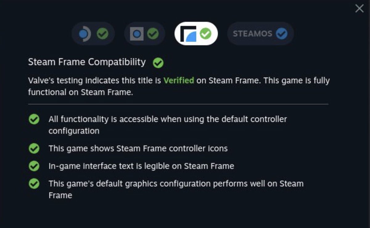 HardwareSteam's tweet photo. STEAM FRAME COMPATIBILITY ICONS ON STEAM https://t.co/UNWqibkdYb