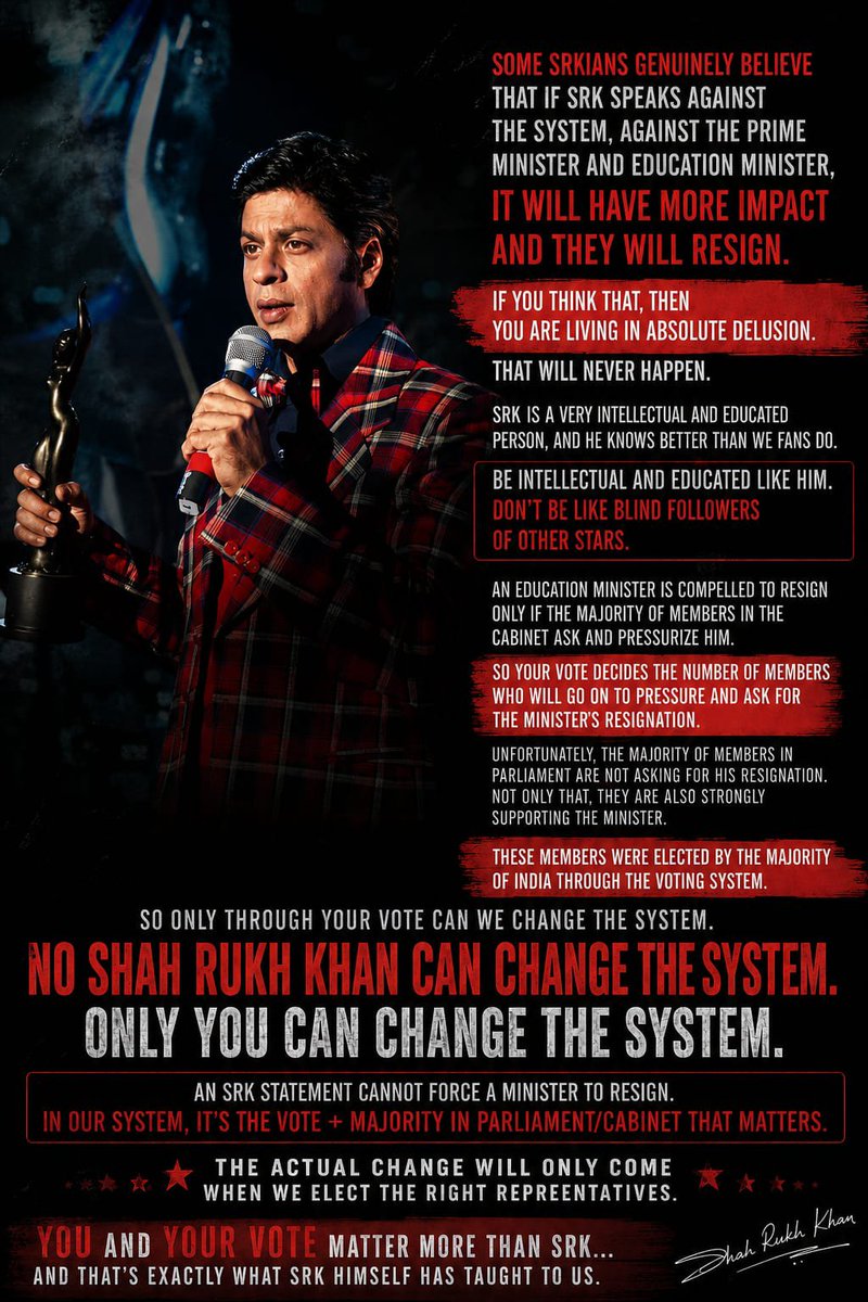 SrkiansK19493's tweet photo. Be intellectual and educated like @iamsrk..

Don't be like blind followers of other stupids 

#Srk #Srkians #NEETExamIssue #NEET_Paper_Leak #Cjp #sonam https://t.co/B0qDD06gpQ