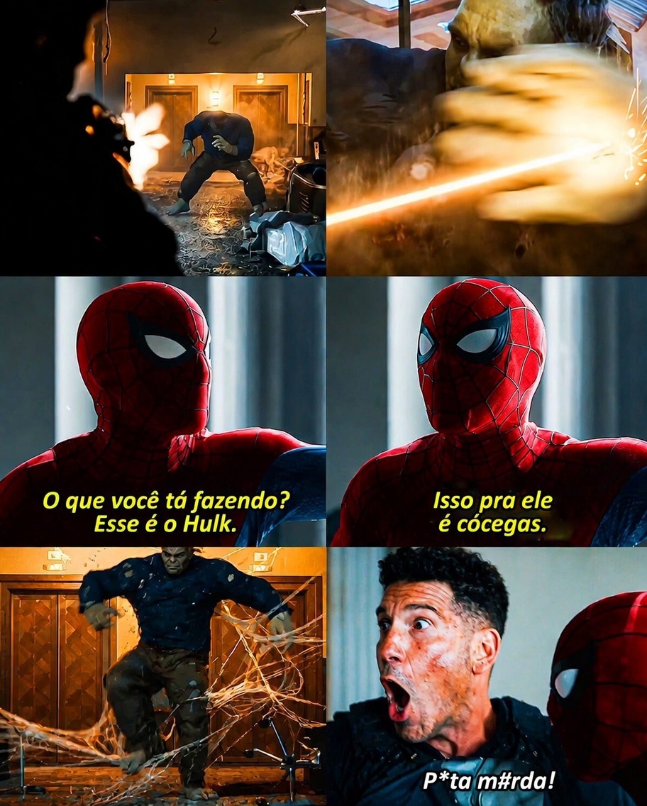 jlinzombie's tweet photo. Até o Frank com medo do Hulk, porque esse Hulk já é uma paulada KKKKKKKKKKKKKK 

🎥 Homem-Aranha: Um Novo Dia (2026) https://t.co/B7fs7HOI5O