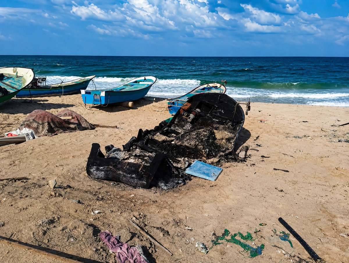 aikti7ab's tweet photo. Every fishing boat supports a family. Today, many Gaza fishermen have lost everything. Please donate or share our campaign.
https://t.co/kHmY9AErV4⁠�
#Gaza https://t.co/GM1LV89Rgv