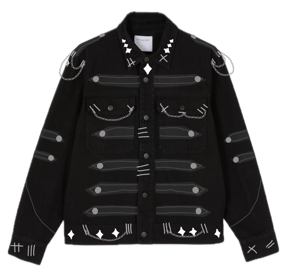 Chroiduendo's tweet photo. im accepting the fact i'll probably never find a Black Parade Jacket for myself so im making my own

i chose this denim jacket as a base because its the one my parents gave me awhile back https://t.co/fLeIRGZe0Q