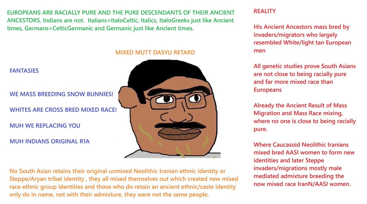 CrusaderWi73053's tweet photo. @VickyyLord @biduprampti @ShadowSkully @Wozi2wozi As an inferior Indian guy, MUH COPING! (Your fav word) is what you do 24/7. While not all South Asian guys exhibit mentally ill delusional traits like RetardVicky and BiduRetard, a significant number do. Someone of an inferior Culture calling others "subhuman" ,okay there 🤡💩 https://t.co/hvwf1nV9vT