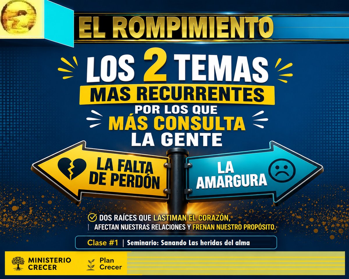 ELROMPIMIENTO's tweet photo. Plan Crecer: Seminario: Sanando las heridas del alma
https://t.co/nDAdbeIpQ3
Las heridas no sanadas producen amargura. Y la amargura contamina, frena y afecta todo lo que somos y transmitimos. https://t.co/RXCrKoqcaH