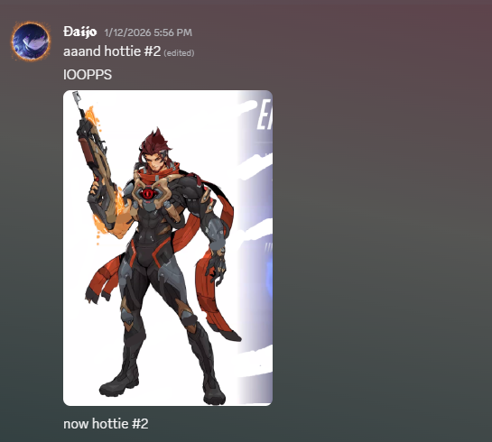 VeryCarried's tweet photo. @N_Tys26 @yumytv He was breaking rules long before this. He befriended my gaming friend group and was sending us OW2 character art before they were ever announced. https://t.co/AvNjGWe7xf