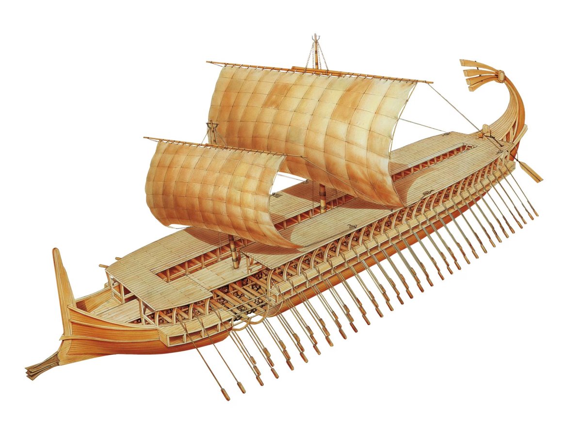 CimerianM's tweet photo. @nonregemesse This ship begs for a very deep keel to hide the three superimposed decks of rowers. 😅This is a Greek ship. https://t.co/rZ4CiFzckh