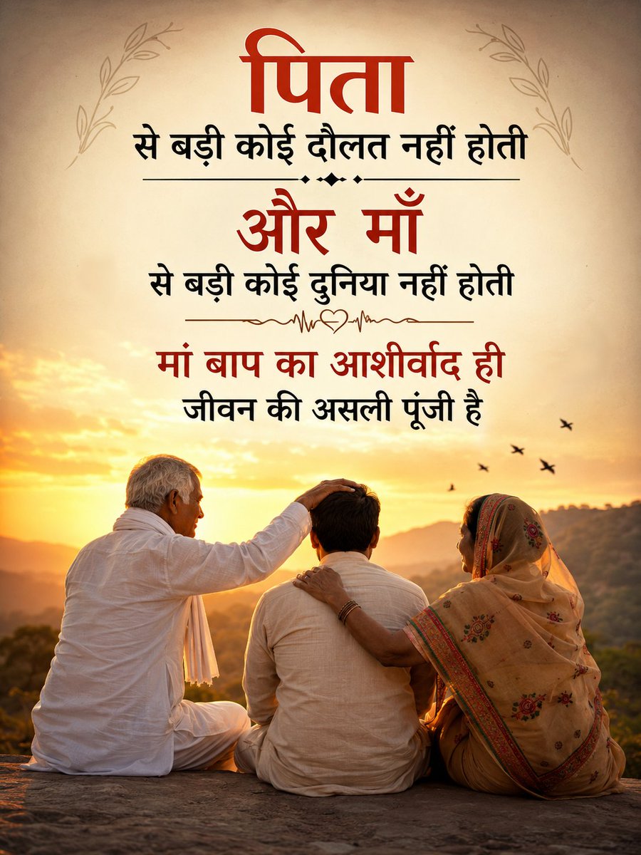 cop_rahul_jat's tweet photo. जिनके सिर पर माँ-बाप का हाथ होता है, उनसे अमीर कोई नहीं होता। ❤️🙏
#MaaBaap #RespectParents #Maa #Papa #Parents #Family #Life #Motivation #HindiQuotes #RespectParents #Emotional #India क्या आप भी मानते हैं कि माँ-बाप से बढ़कर कोई दौलत नहीं? ❤️
अपनी राय Comment में ज़रूर बताइए https://t.co/FEek8TaDgv