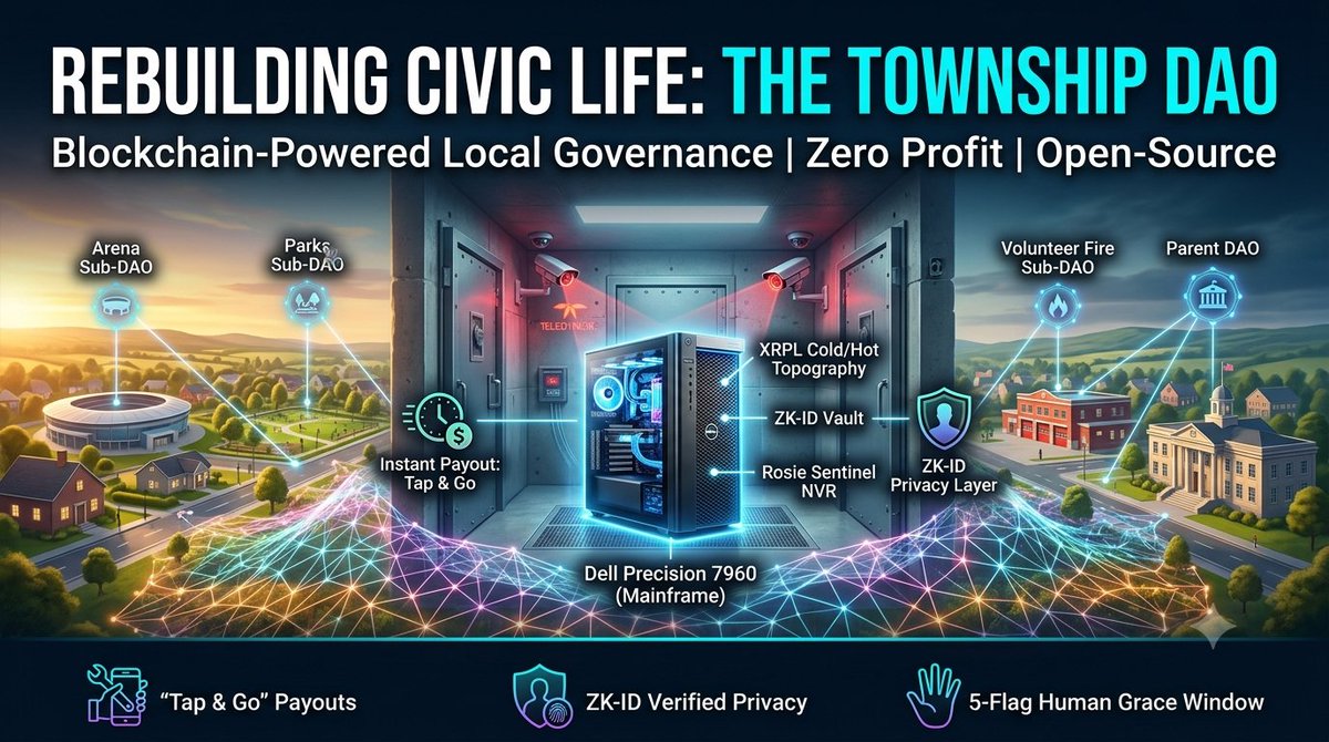 CauseIamAwake's tweet photo. Hey XRP FAMILY We don't need better politicians, we need better tech.  Here is my plan, built on the XRPL GitHub 🔗 in bio (CauseIam1/FutureTownship). c/p all 3 files into AI https://t.co/Eu73onegNd