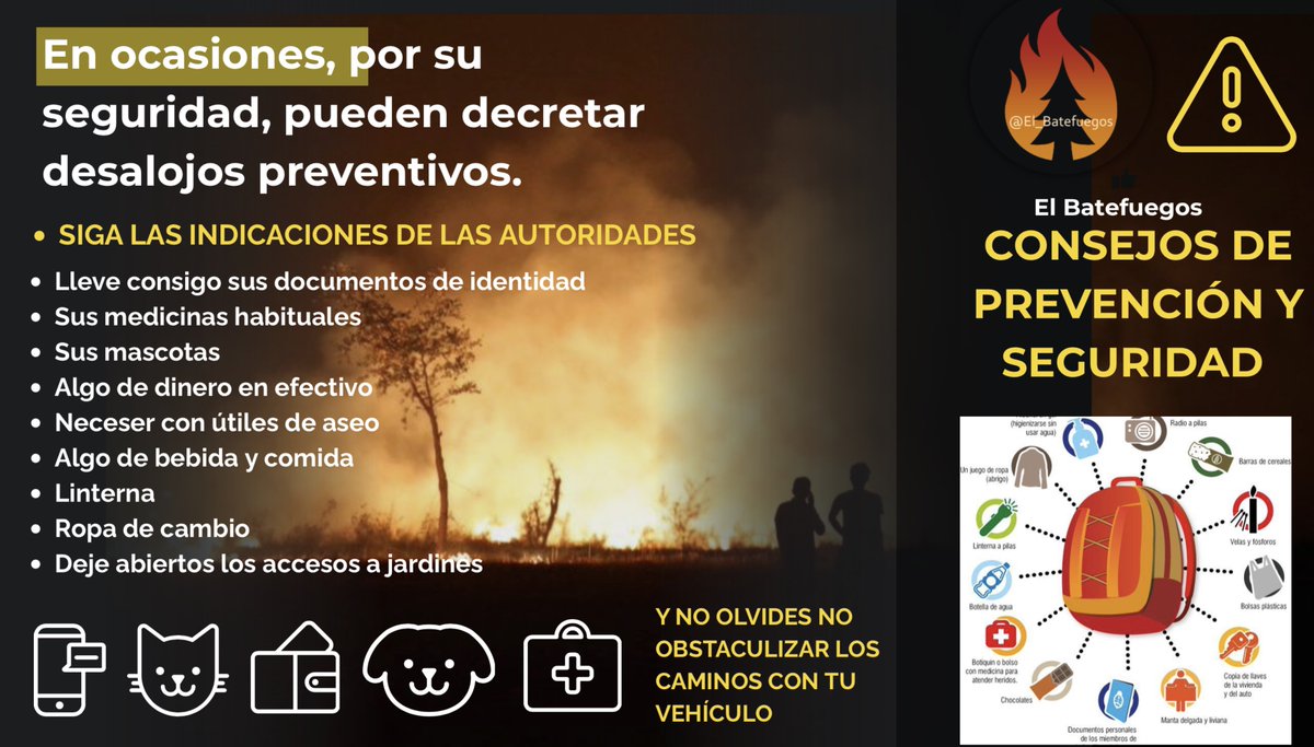 El_Batefuegos's tweet photo. 🔥🔥🔥#IFBurgohondo

ANTE UNA EMERGENCIA DE INCENDIO 🛑
Por favor dejen  puertas/cancelas de las parcelas y fincas de la zona abiertas para facilitar su extinción, poder coger agua de piscinas y pozos. GRACIAS 

(Te lo indicamos en los consejos por desalojo) https://t.co/aCr29t2GvN