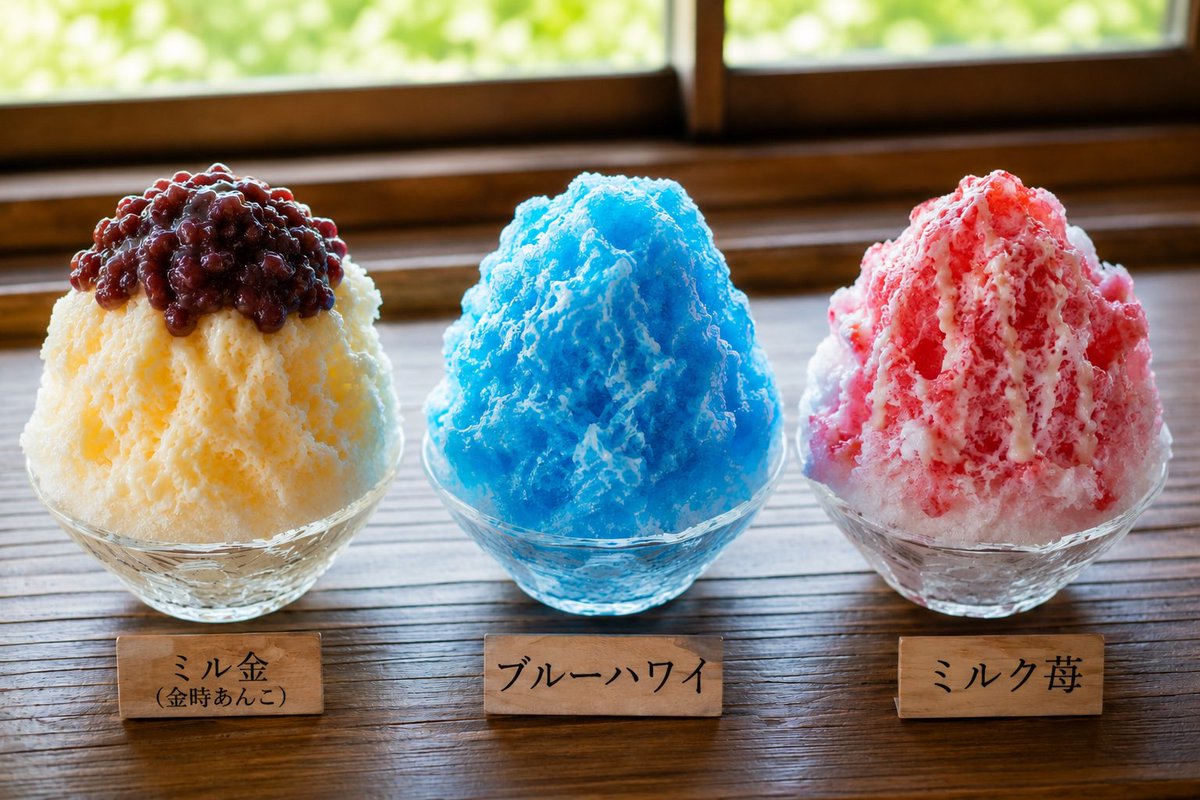 Off_side_Mutate's tweet photo. 皆さんはどれが好きですか？
ワタクシは、ミル金です🍧

#かき氷の日
#かき氷 https://t.co/E4i86Pwj0v