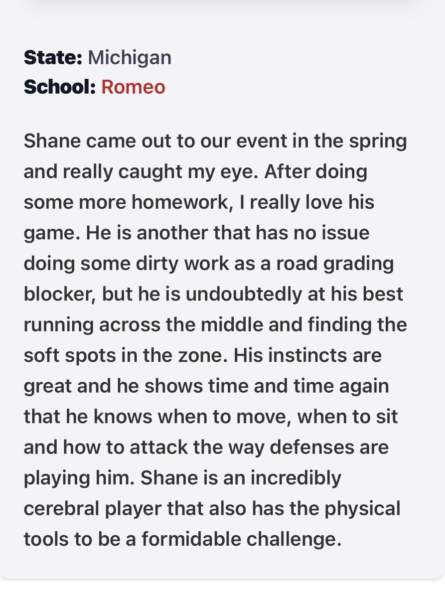 ShanePlutschuck's tweet photo. Appreciate the write up from @ScoutTyGraham and recognizing me as a top 2028 TE in Michigan✍️

Only up from here⬆️

@PrepRedzoneMI @MichFBFrenzy @PrepRedzoneNext https://t.co/lbLNkcytaf