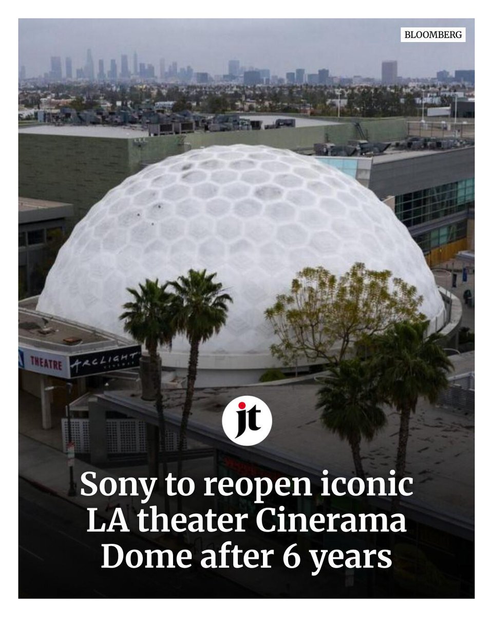 japantimes's tweet photo. Sony says it plans to reopen and restore the iconic Cinerama Dome, a historic Los Angeles landmark for film buffs, after a six-year shutdown that began during the pandemic. 👉 https://t.co/eTag5SFIoM https://t.co/vKqYSnrFwu