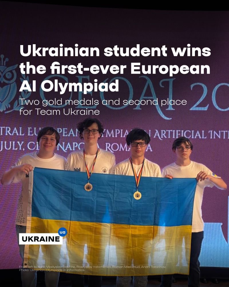 rshereme's tweet photo. While russia invests billions in missiles and propaganda, Ukraine continues to invest in brains.

At the first-ever European AI Olympiad, Team Ukraine finished 2nd overall among 24 countries and won two gold medals.

Roman Mielamud became the absolute champion of the competition, achieving the highest overall score among all 94 participants.

This is what Ukraine is fighting for - not just its freedom today, but its future. Despite daily missile attacks, Ukrainian students continue to compete with - and outperform - the best young minds in Europe.

Congratulations to the students, their families, coaches, and mentors. Ukraine’s greatest resource has always been its people.