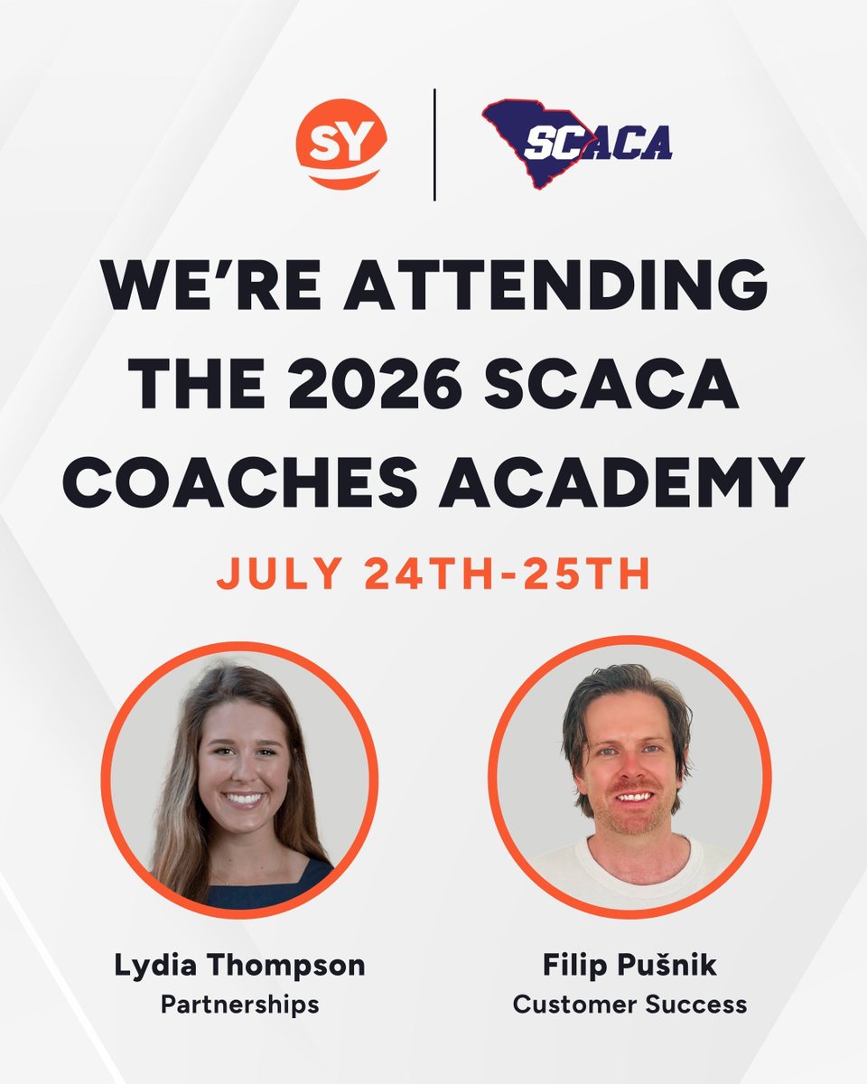 sportsYou's tweet photo. Weβre grateful to partner with @CarolinaCoaches & serve you at the 2026 Coaches Academy!
Come see us at registration & in the vendor hall to:
π Join the SCACA group + your SC Coaches Association groups on sportsYou
βοΈ Streamline your team communication with sportsYou!
#SCACA https://t.co/7rUprY9bbW