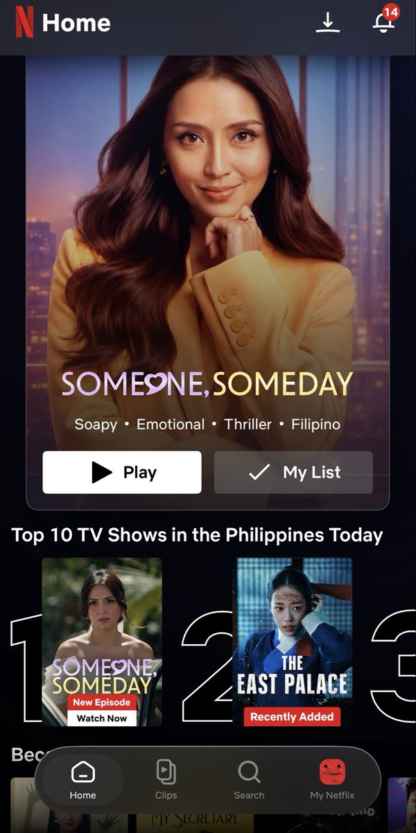 phenomenal_kcmb's tweet photo. In less than 24 hours, #SomeoneSomeday is now the #1 TV Show in the Philippines on Netflix! 🩷🇵🇭 

Thank you to everyone who's been streaming and supporting. Let's keep the momentum going! ✨

#SSOnNetflix https://t.co/fOAdx07RgI