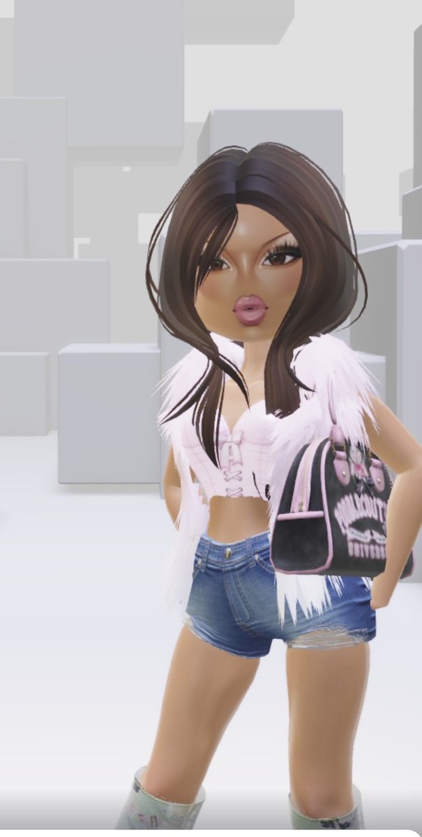 Dolphy8j's tweet photo. Face card? Never declines. 💅✨ makeup @playmatecurls with shorts @AprelleDesigns, boots Syaa @ryzieisq, bustier @BabyDecayRBX Fur Gilet by Dubit, hair Akuroir and Bag @ILovePoodleRBLX 💗💗 https://t.co/csx5SxRsZ4