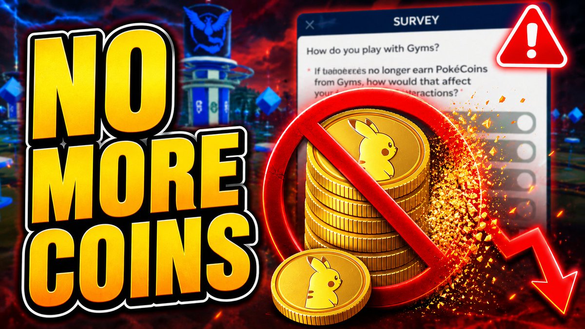 Badtripstv's tweet photo. Pokemon GO could be removing the free 50 coins per day from Gyms according to Scopely's latest survey. #pokemon #pokemongo 
👇Full video here👇
https://t.co/ql6EH7d1Y0 https://t.co/tUxTBKpsRu