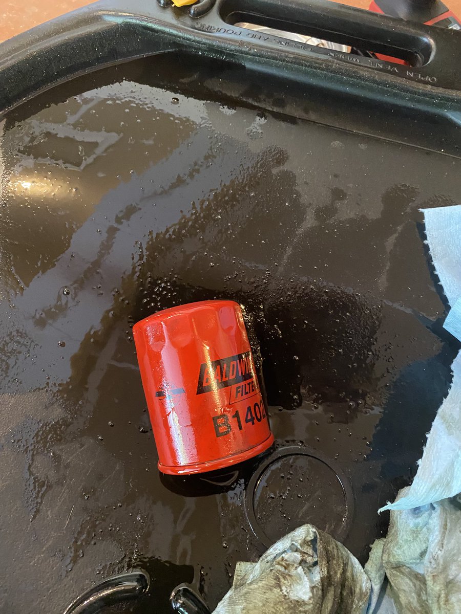 FrankBr05713205's tweet photo. Mechanic tip: Check your engine oil often, it may save you a lot of trouble and money. It just saved me and my engine. I just went and a long trip to visit relatives and on my second fuel fill up I checked my engine oil as I always do. I was shocked to find that it was almost a quart low as my Accura never uses oil. Upon further inspection I discovered my oil filter was leaking out its seam. Oil change was done 1,500 miles ago and a quality USA made Baldwin oil filter was used. Lucky for me an auto parts store was close where I did a parking lot oil filter change. Even quality parts can fail, so checking fluids often is critical. Please always check your fluids especially engine oil.