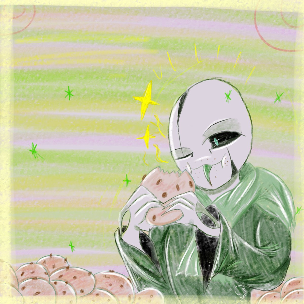 PecivaD's tweet photo. Wanted to draw something cute quickly.  So here is our little Gaster enjoying some cookies. 

- FOR THE DELTARUNE'S LOVE, IF SOMEONE KNOWS A WAY TO CONTACT GASTER SO I CAN MAKE A DEAL WITH HIM TO DRAW HANDS BETTER, PLEASE LET MEKNOW 

#deltarune #gaster https://t.co/nOHUiqUQuZ