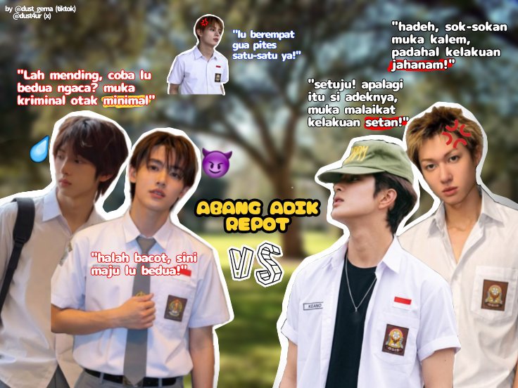 dust4ur's tweet photo. cortis highschool au

—abang adek repot

jenan: "tuhan, kalau mereka berempat gak bisa tobat, minimal pindahin ke planet lain aja."

perang abadi antara si licik berkedok malaikat (juan-sean) lawan si muka preman otak patungan (mahen-kenzo). https://t.co/aU92HJVH8g