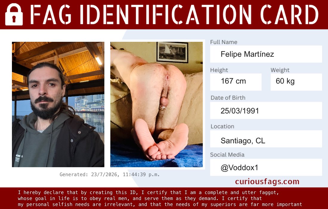 voddox1's tweet photo. I got my new ID from Fagland 😌😌 #chastity #sub #slut #fagID https://t.co/I9oOWpzdqg