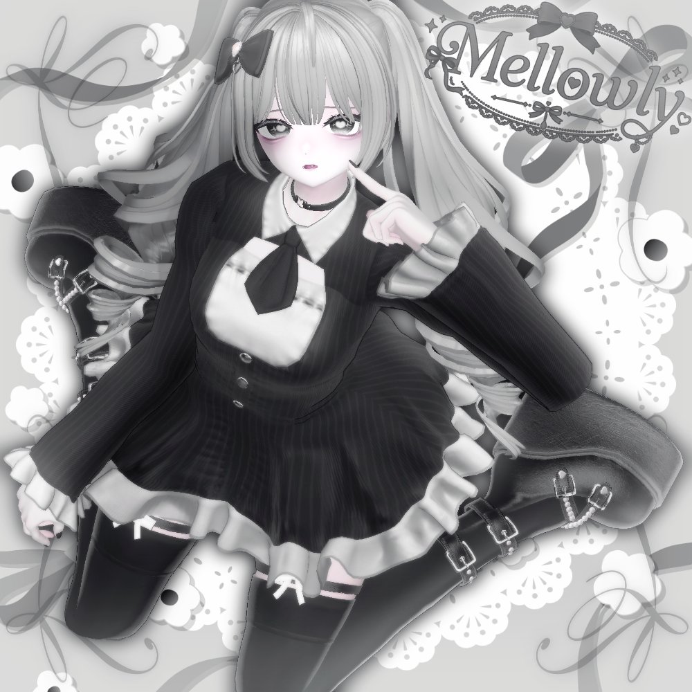 x4fnq's tweet photo. ✦🖤Mellowly🤍7/25 17:00発売開始✦
新衣装をよろしくお願いします！

🖤RTキャンペーン🤍
・この投稿をRT 
・@x4fnq をフォロー
・7/28〆
・当選人数:3名

Boothのスキが100増えるごとに1名追加！
初日セールもしているのでぜひ！

商品ページ ↓ 
https://t.co/c2GstZqPtN
#leapxz #VRChat #BOOTH https://t.co/8sQAoGRaT5