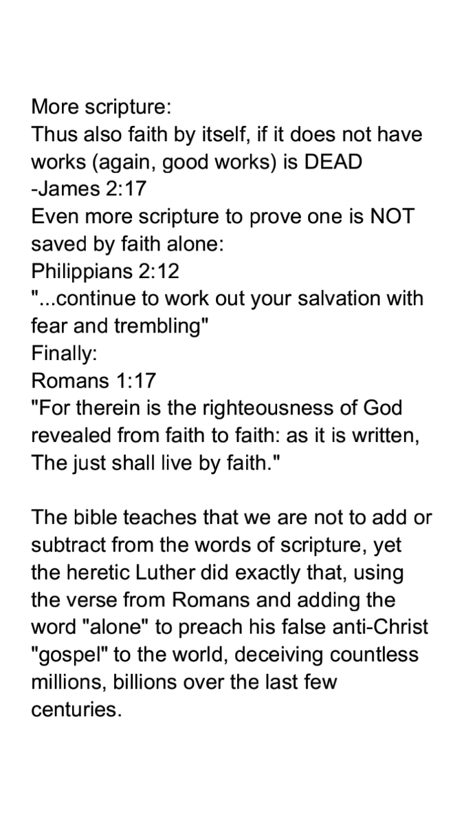 Sede_Catholic's tweet photo. @creative_avid @IagoapGwilym26 @farmingandJesus Protestantism has existed only for a few hundred years. You believe all Christians since the time of Christ - all Catholic/Orthodox Christians - were "lost souls" deceived for millennia until the great prophet Luther "enlightened" the world? Protestantism is a cult. Proof below. https://t.co/im2c79SApo