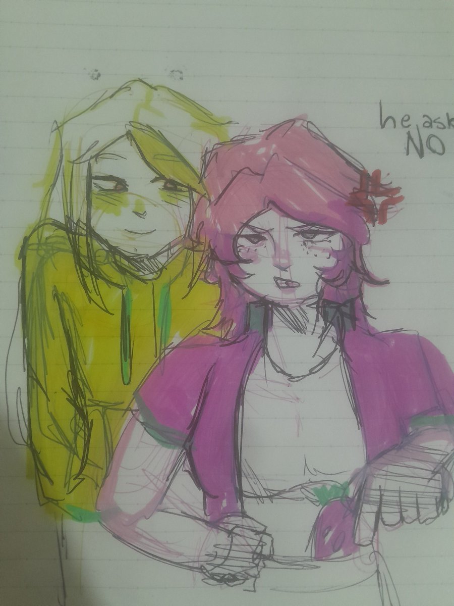 starlightceli's tweet photo. HE ASKED FOR NO PICKLES!! 
confesso q nao era tao fã de marlinn até fazer esse desenho mas meudeus eles são tão bonitinhos
margo e linn amo voces
#omdt #mundotorajo https://t.co/ajWbuVB9Fd