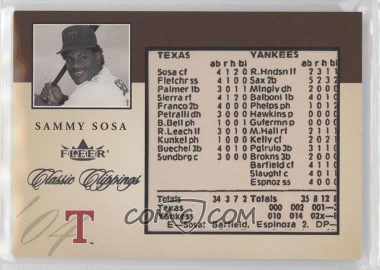 LimitedCards's tweet photo. 🪙HERE IS A NICE BASEBALL CARD DESIGN!!!🪙
⚾️ My daughter's most recent sale on @CheckOutMyCards:
2004 Fleer Classic Clippings Inserts #9CC Sammy Sosa INSERT SERIAL NUMBERED #651/750
Texas Rangers MLB
🫰 SOLD FOR $0.95 🫰
She has more available on COMC here:
https://t.co/gUGDeVJZI2
and on eBay:
https://t.co/o1D4UFDawn
#COMCLast5 #COMCMailday #TheHobby
@3bangerbreaks @CardsJakes @collec_sport @CousinClark @CrdboyC @DHCards10 @evildrprkchp @FeistSportsCard @GotdemCards @HeathElliott79 @ILOVECOLLECTING @juice_worldcard @MrBelvitch @PapayonTrading @RSJRsteel @spcardseller @sports_sell @SportsCardDeals @ThatDude_Hut @thelafleurboys @TheShop_CC @tm1515152005 @ToCollecting @tomdicaprio @vividblue2008 @westcards28