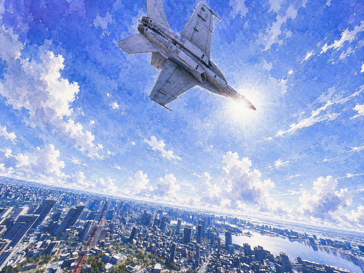 yuancommissar's tweet photo. 昨日は少し休んで、PSPの『ACE COMBAT X2』を久しぶりに振り返��ていました!
X2には東京が舞台になるミッションがあるので、そこから着想を得て一枚描いてみました!✈️
都会の上空を戦闘機で飛ぶあの雰囲気、やっぱり最高です!
#ACE_COMBAT #エースコンバット #戦闘機 #航空機 #イラスト https://t.co/03VWWBwDaB