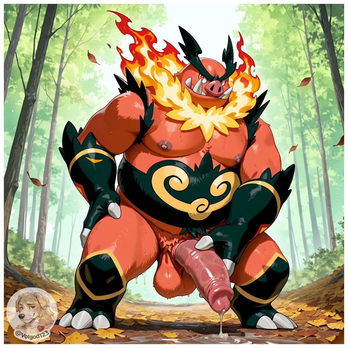 volgod123's tweet photo. #PokeToAI continues 🔥
Black &amp; White 19/114 Rare Holo – Emboar

When a wild Emboar appears in the forest…
It’s not always safe to go for a walk in Pokémon territory 😏 

This big boy looks very… excited to meet you

#PokeToAI #FurryArt #Emboar #FurryPokemon #NSFWFurry https://t.co/n3jJzOh7zE