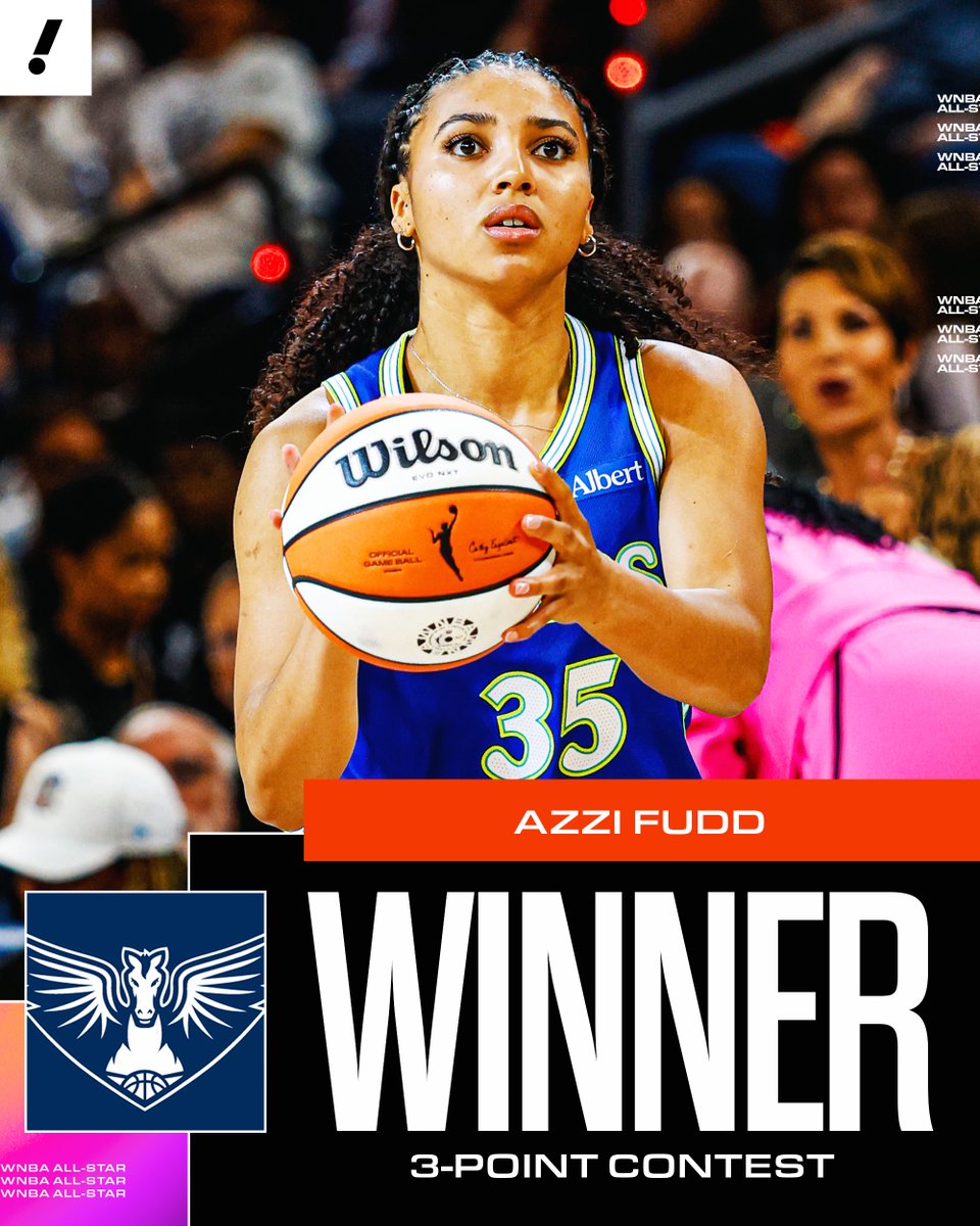 YahooSports's tweet photo. AZZI FUDD BECOMES THE FIRST ROOKIE TO WIN THE WNBA 3-PT CONTEST 🔥

The No. 1 pick recorded 31 points in the final round to beat Bridget Carleton 😱 https://t.co/XdbAQolgEL