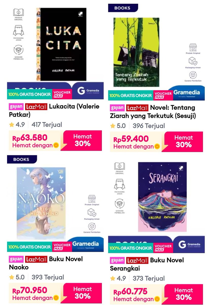 avrodhit's tweet photo. Halo guys aku open jastip checkout lazada langsung ke alamat kalian, fee 6k/buku. 
Kalo mau tanya2 harga buku lain boleh reply aja yaa, bisa juga buku dari periplus https://t.co/932gmecYtX