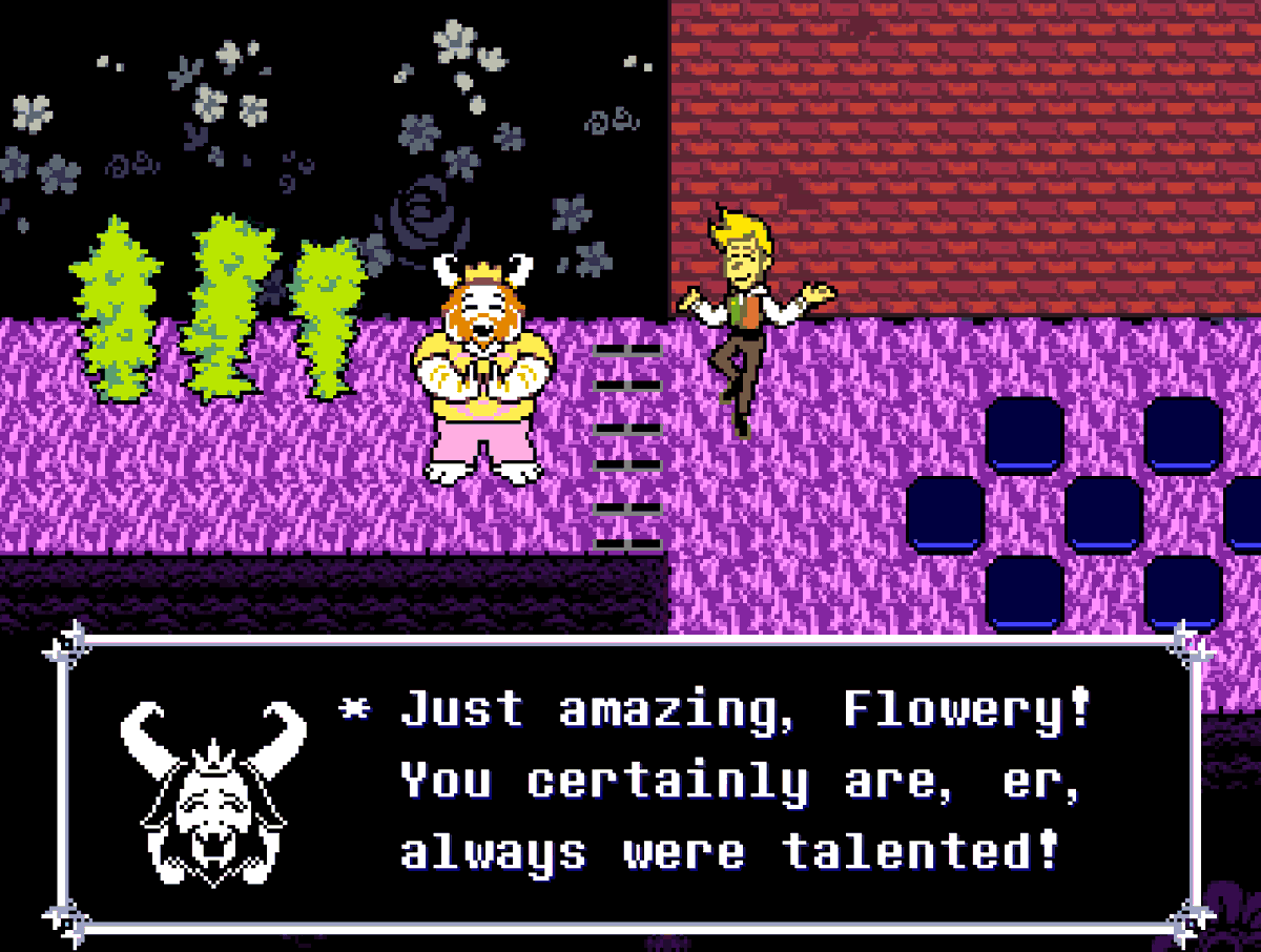 mmmimich_taken's tweet photo. i love the way asgore tries soo hard to play along with flowery's hijinks when he actually drgaf it's soo funny. he sounds like he's talking to a little kid playing make believe with him https://t.co/NDfLf9ZuS2