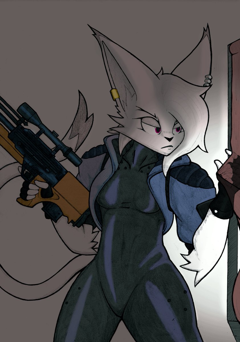 quote0951's tweet photo. On vacation this week so no new art. Enjoy this colored version of the wa2000 with some experimental lighting. #furry #furryart #wa2000 #furryartwork https://t.co/e7xNAokVzE